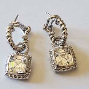 Judith Ripka Asscher Cut Diamonique Earrings